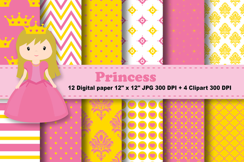princess-digital-paper-fairytale-pattern-girls-background-crown