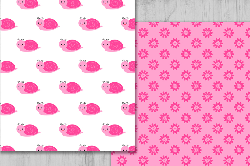 snail-digital-paper-bugs-background-flowers-pattern-insects-pattern