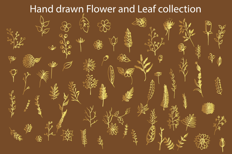 hand-drawn-golden-flowers-and-leaf-collection