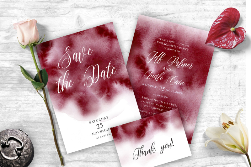 burgundy-watercolor-wedding-invitation-suite