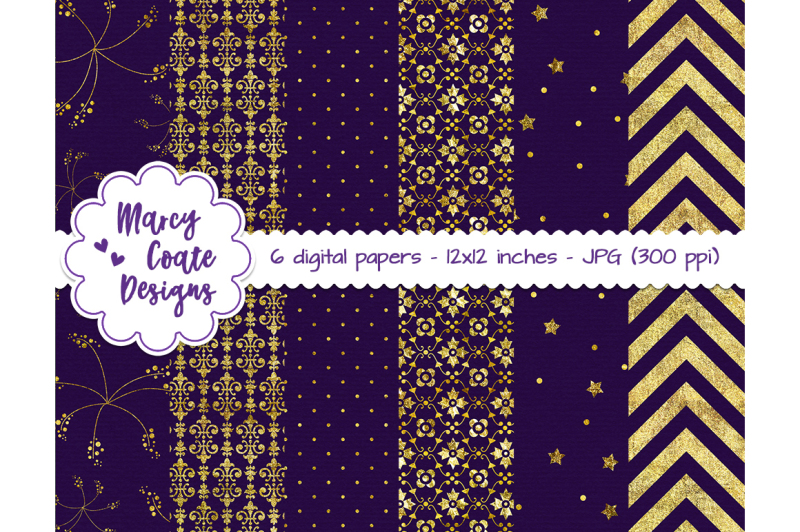 purple-amp-gold-digital-papers