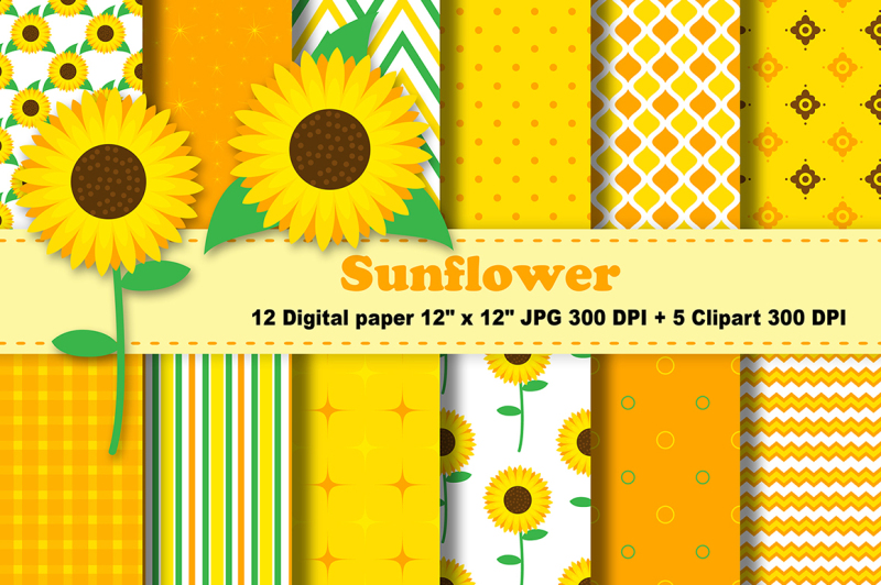 sunflower-digital-paper-floral-background-flowers-pattern