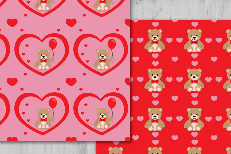 valentine-digital-paper-bear-pattern-valentine-bear-teddy-bear