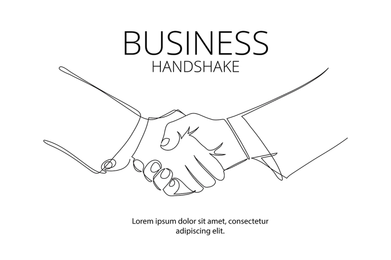 handshake-continuous-line-vector-drawing