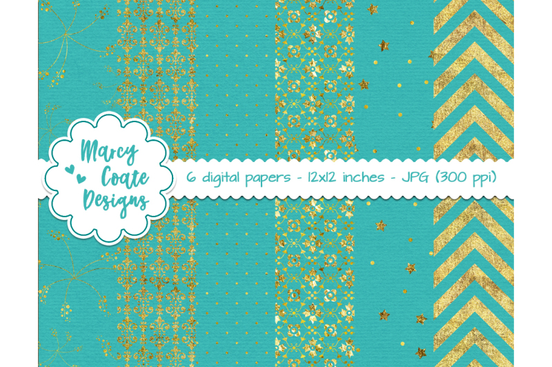 turquoise-amp-gold-digital-papers