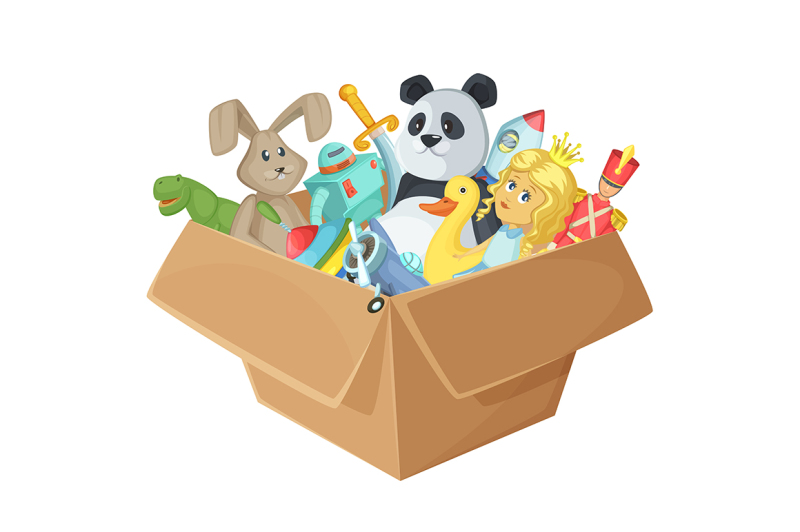 children-toys-in-cardboard-box
