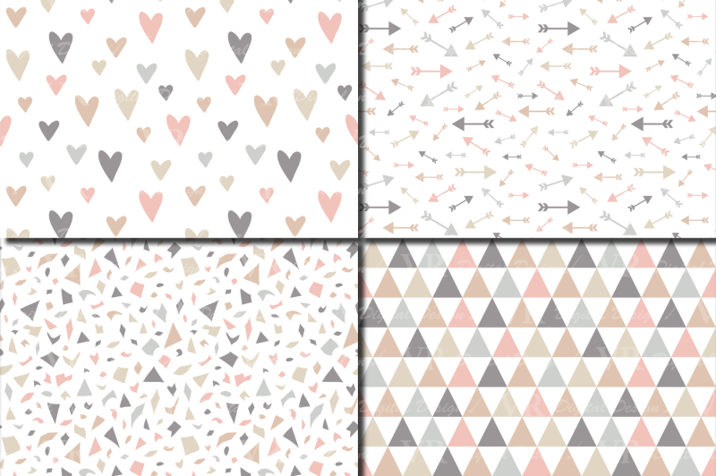 seamless-neutral-patterns-neutral-geometric-and-floral-digital-paper