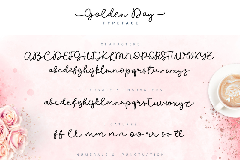 golden-day-font-with-extras-and-shapes
