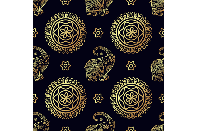 gold-elephant-seamless-pattern