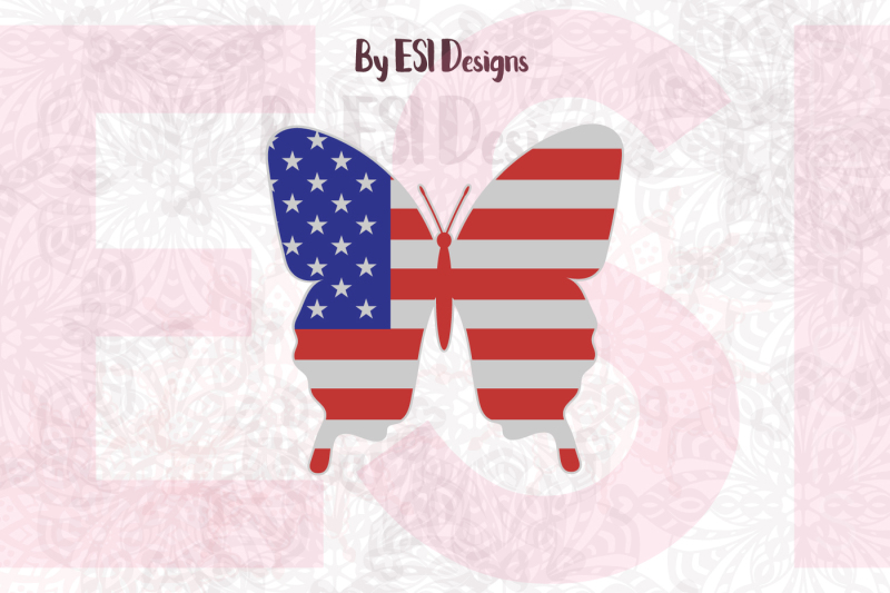 Butterfly USA Flag Design | SVG, DXF, EPS & PNG By ESI Designs