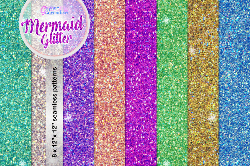mermaid-glitter-digital-paper-collection