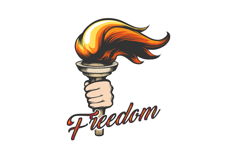 hand-with-torch-and-wording-freedom