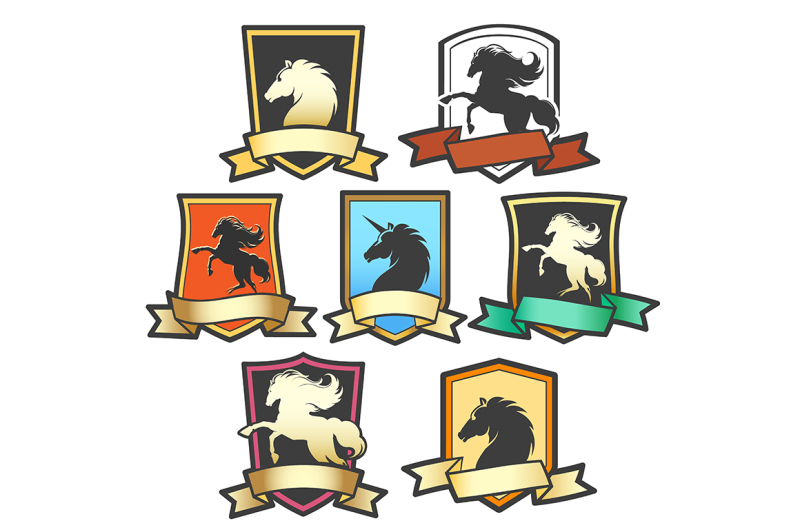 horse-shield-emblem-set