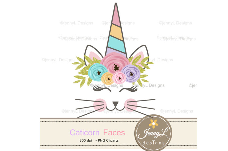 caticorn-faces-cat-clipart-set