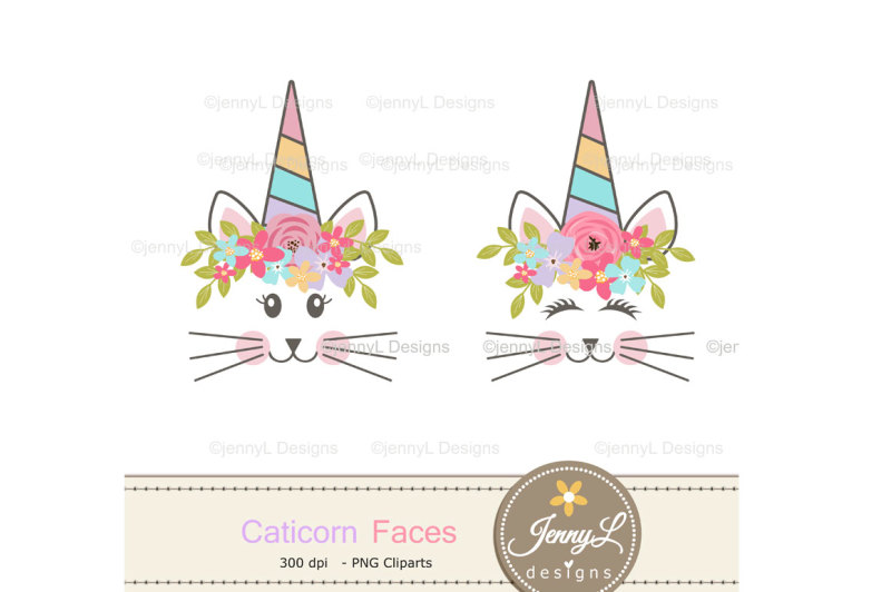 caticorn-faces-cat-clipart-set