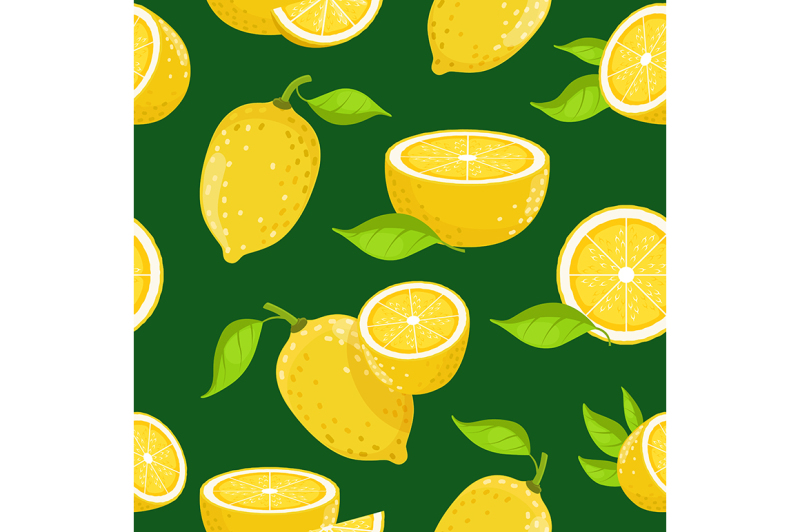 lemon-and-different-slices-on-dark-background-vector-seamless-pattern