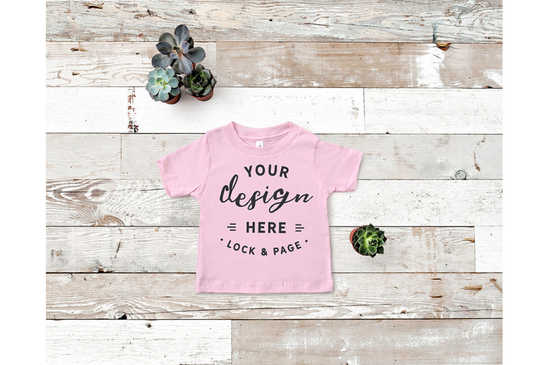 Free Toddler TShirt Mockup Bella Canvas 3001T Pink T-Shirt Flat Lay (PSD Mockups)