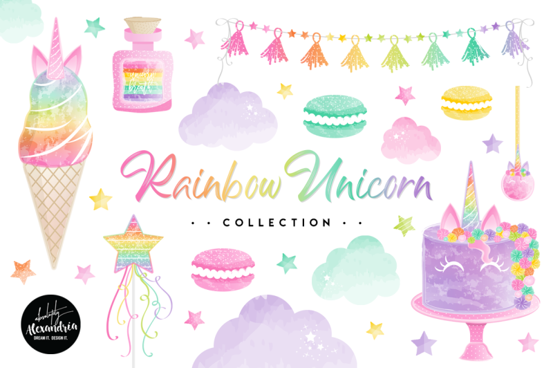 rainbow-unicorn-clipart-graphics-and-paper-patterns-bundle