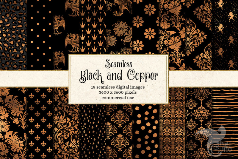 black-and-copper-seamless-patterns