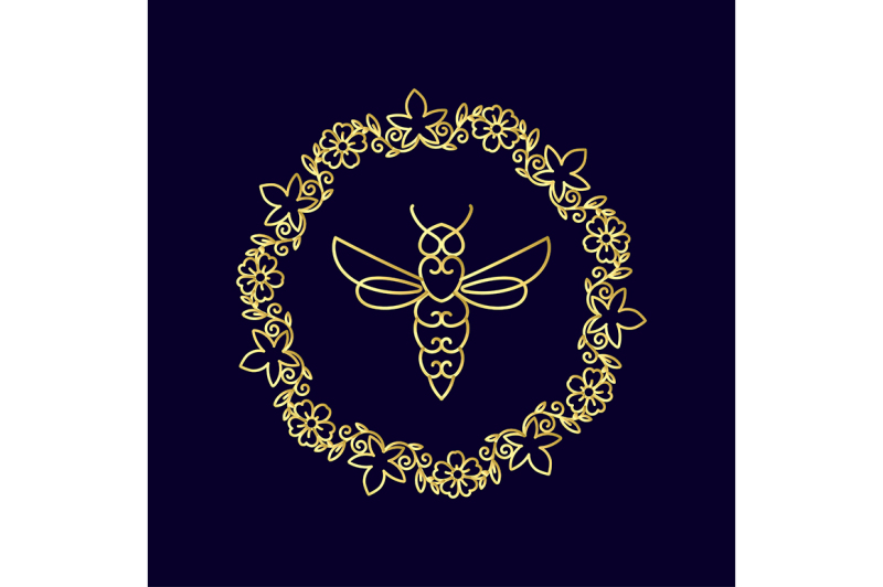 logo-with-insect-badge-bee-for-corporate-identity