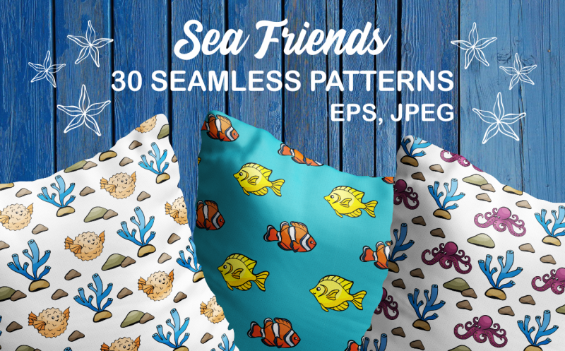 sea-friends-vector-seamless-patterns-in-doodle-style