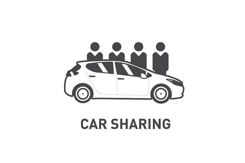car-sharing-group-of-people-behind-car-flat-design-line-icon