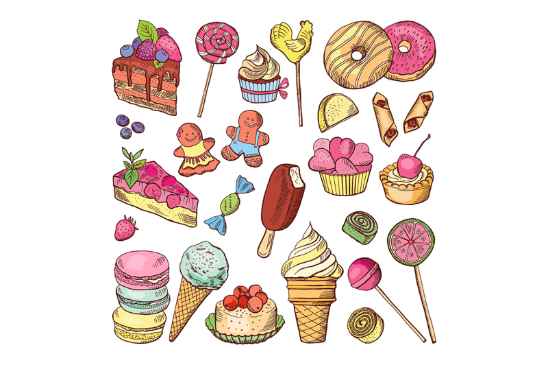 wedding-desserts-sweets-cupcakes-and-ice-cream-in-hand-drawn-style