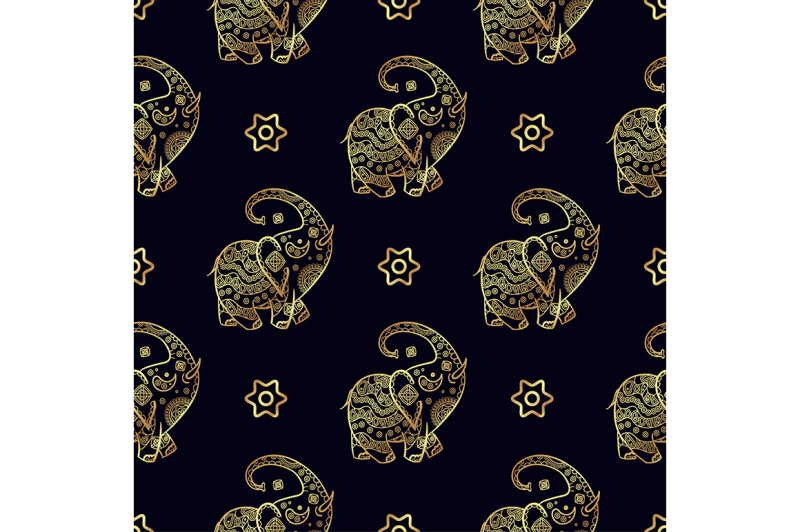 gold-elephant-seamless-pattern