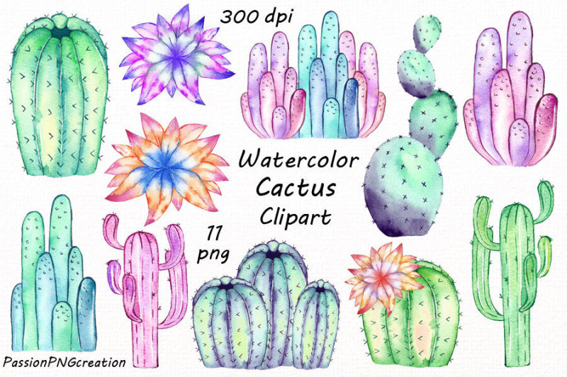 big-set-of-watercolor-cactus-clipart