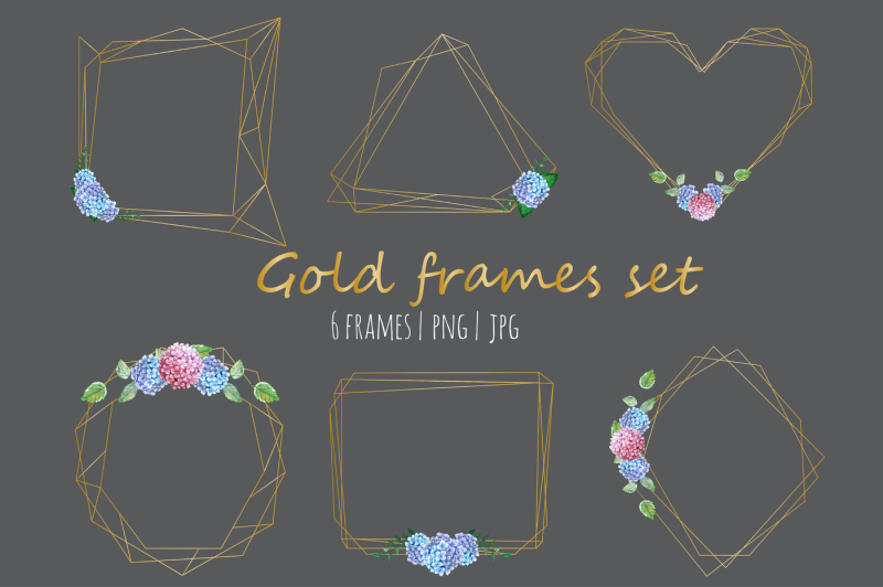 gold-frames-with-hydrangea