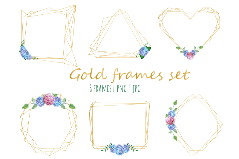 gold-frames-with-hydrangea