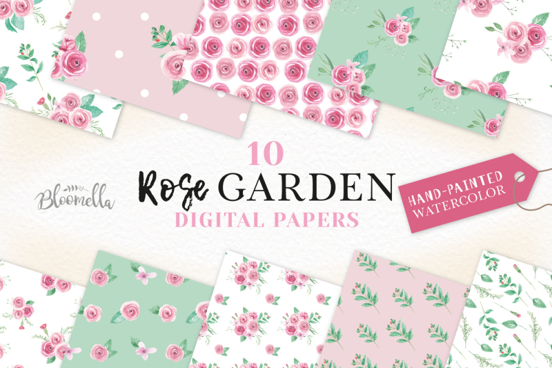 rose-garden-pink-floral-patterns-digital-papers-flowers