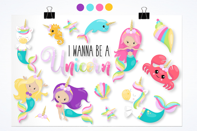 mermaid-unicorn-graphics-illustrations