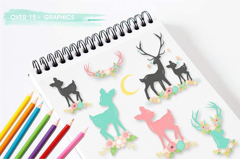 woodland-deer-graphics-illustrations