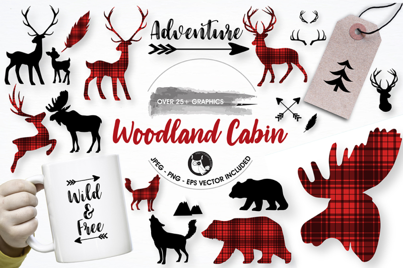 woodland-cabin-graphics-illustrations