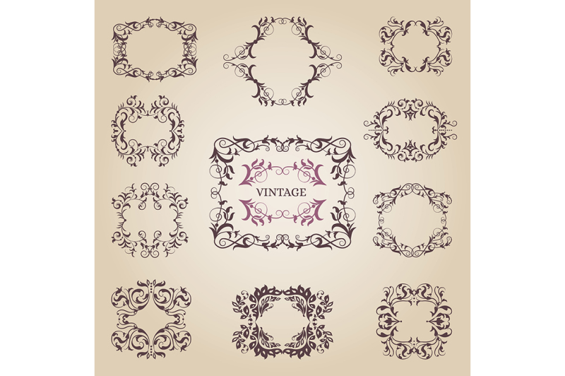 vintage-old-empty-frames-and-banners