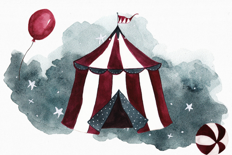 circus-halloween-watercolor-set