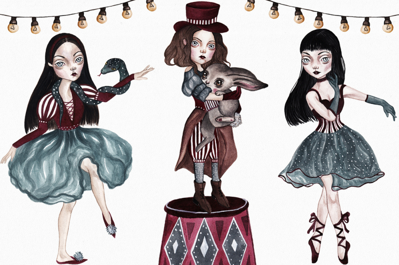 circus-halloween-watercolor-set