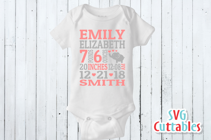 Download Baby Birth Announcement / Elephant / SVG Cut File By Svg ...
