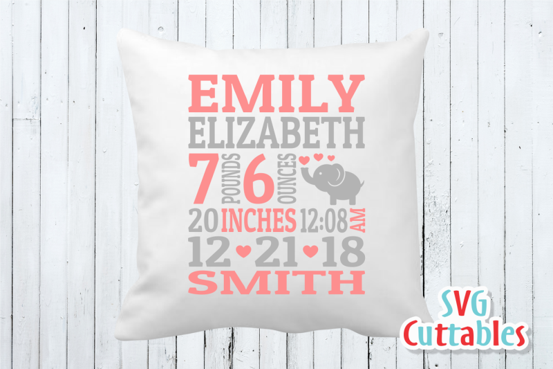 Download Baby Birth Announcement / Elephant / SVG Cut File By Svg Cuttables | TheHungryJPEG.com
