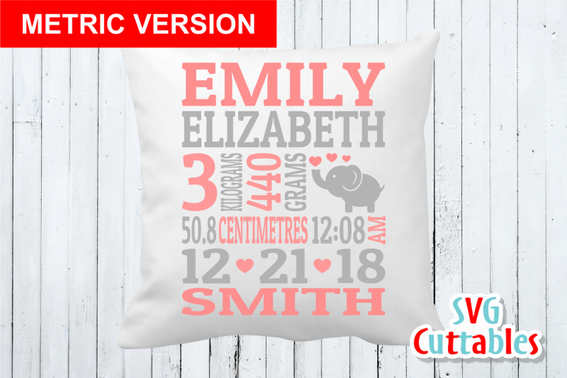 Download Baby Birth Announcement / Elephant / SVG Cut File By Svg Cuttables | TheHungryJPEG.com