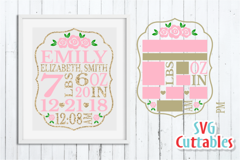 Download Baby Birth Announcement / Rose / SVG Cut File By Svg Cuttables | TheHungryJPEG.com