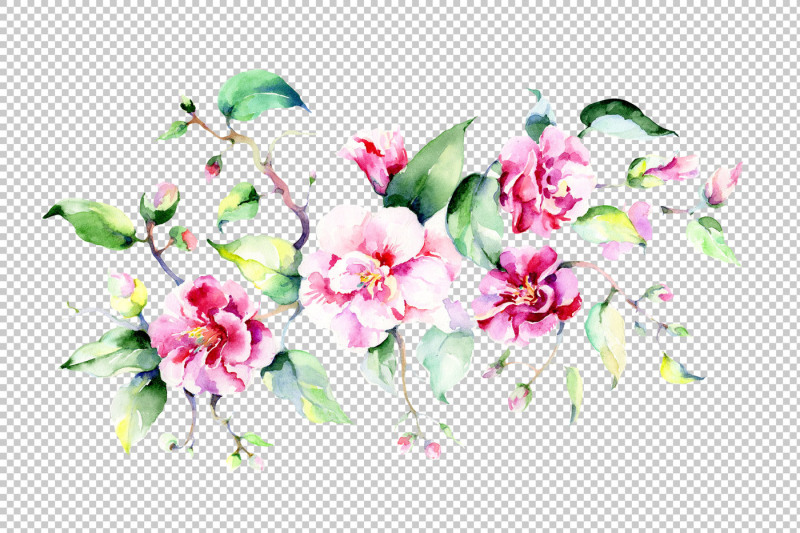 bouquet-pink-roses-nbsp-png-watercolor-flowers-set