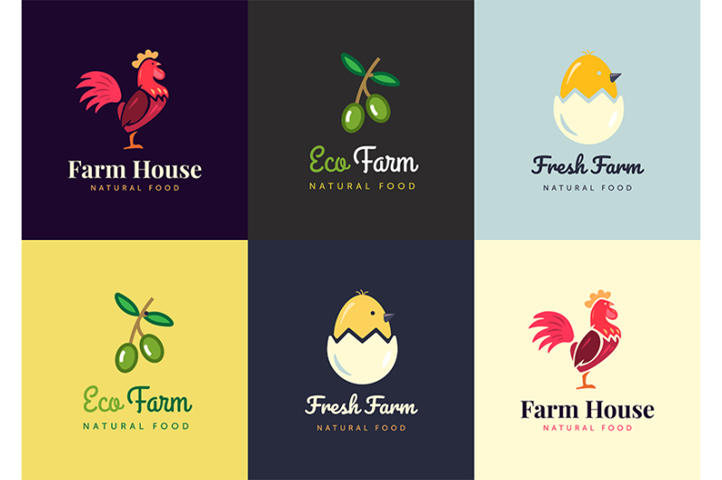 fresh-farm-logos-set-vector-labels-for-business