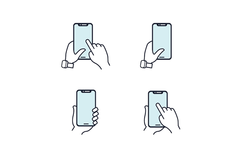 hands-holding-smartphone-flat-line-icon-blue-icon-set