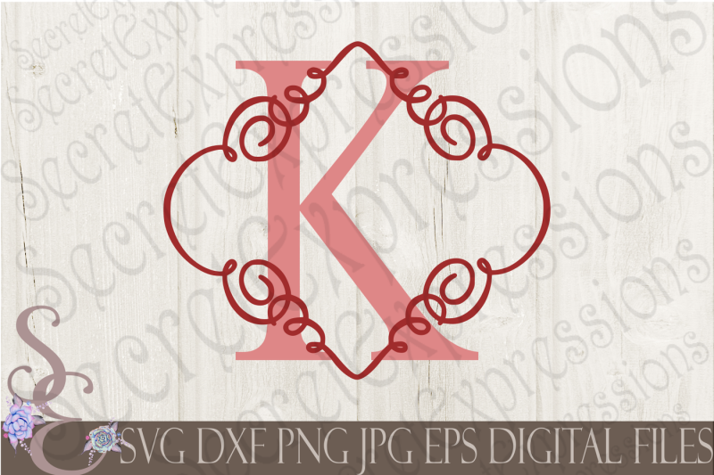 letter-k-initial-swirl-border-svg