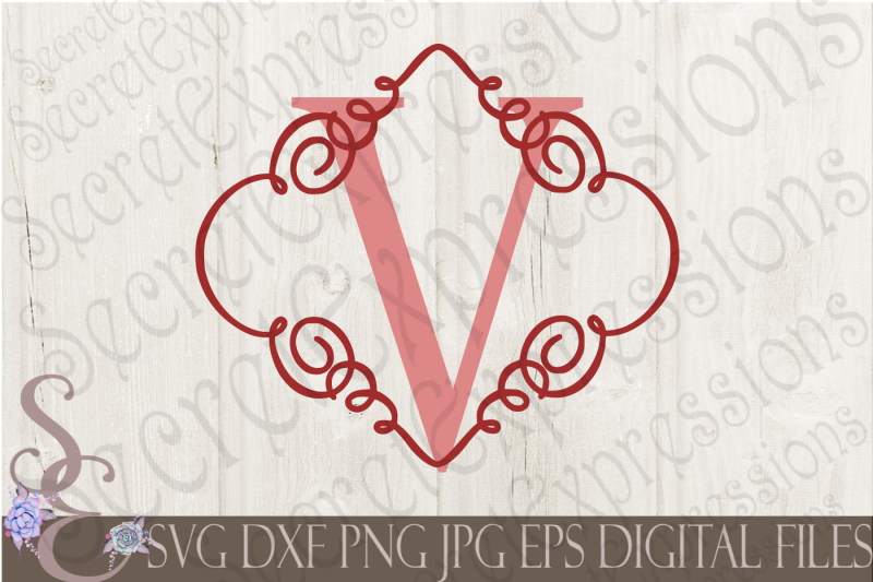 Download Letter V Initial Swirl Border Monogram SVG By ...