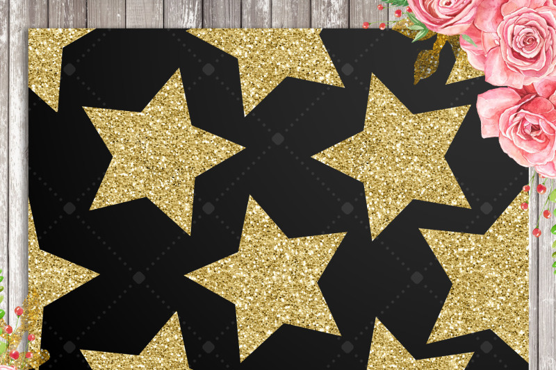 12-gold-glitter-star-overlay-images-seamless-pattern