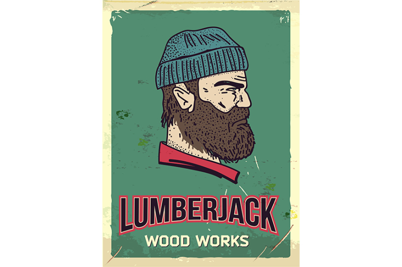 grunge-retro-metal-sign-with-lumberjack-professional-wood-works