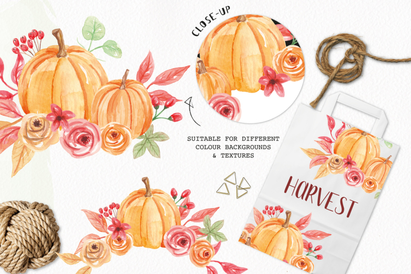 watercolor-pumpkin-clipart-bouquets-harvest-autumn-fall